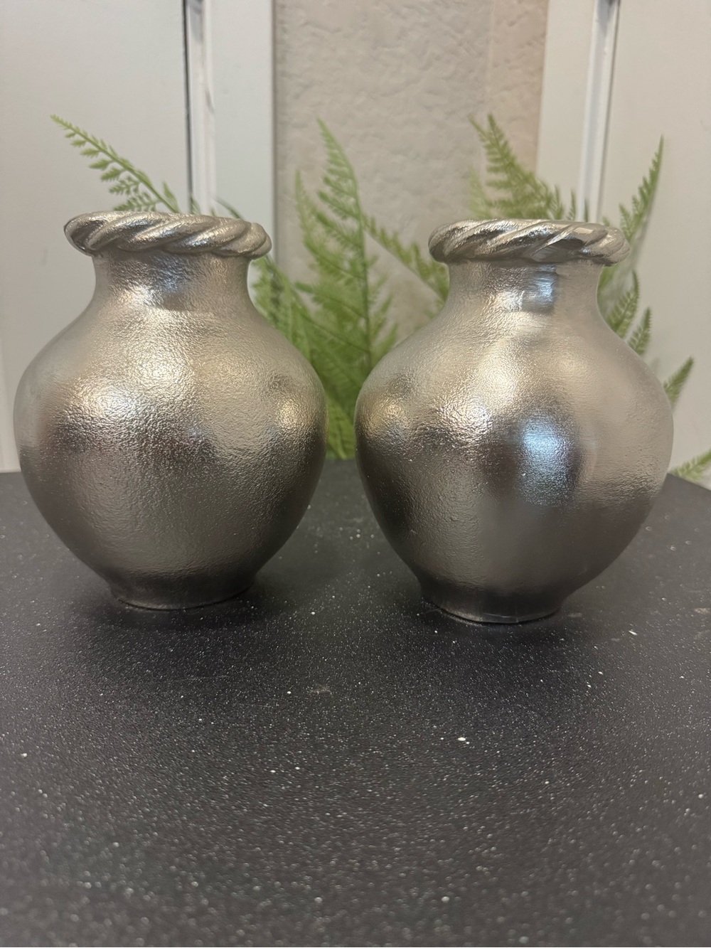 Metallic Silver Decorative Vases Set of 2